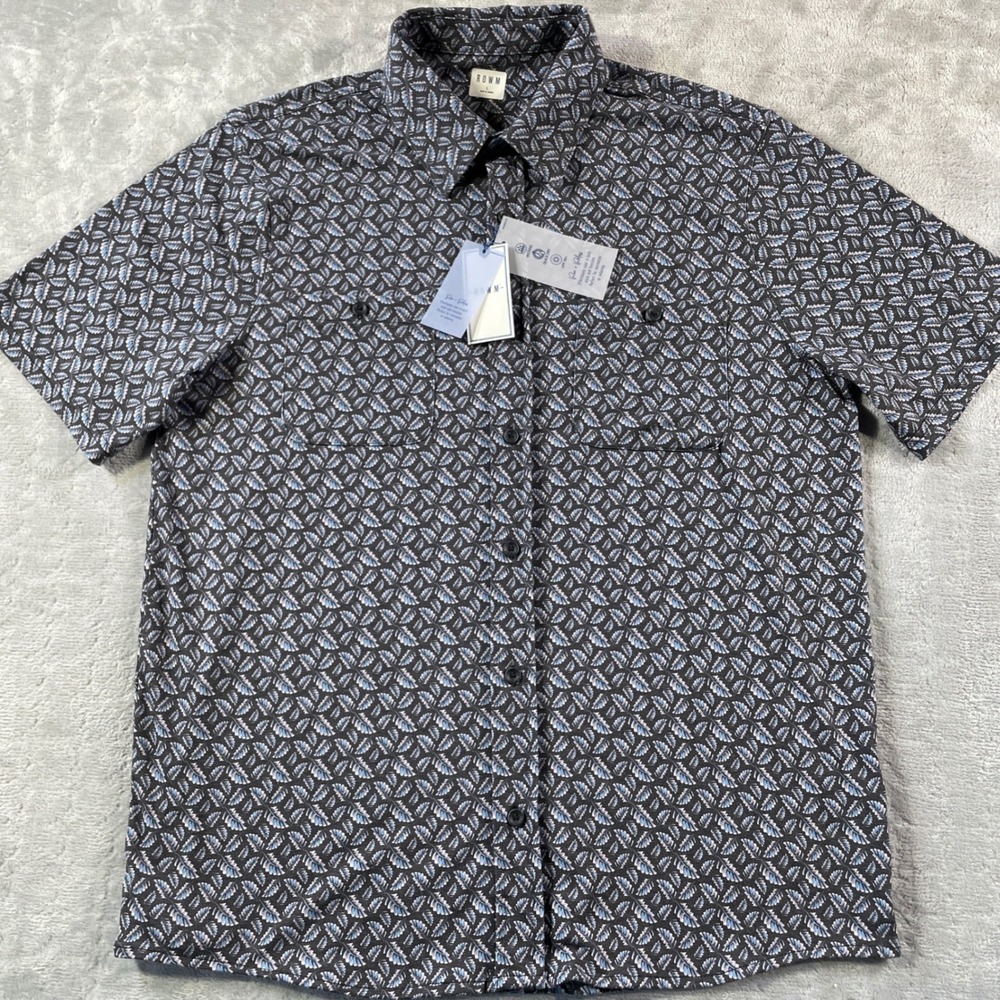 ROWM Shirt Mens Large Geometric Beach Vacation Light Wicking UPF‎ 30+ Resort